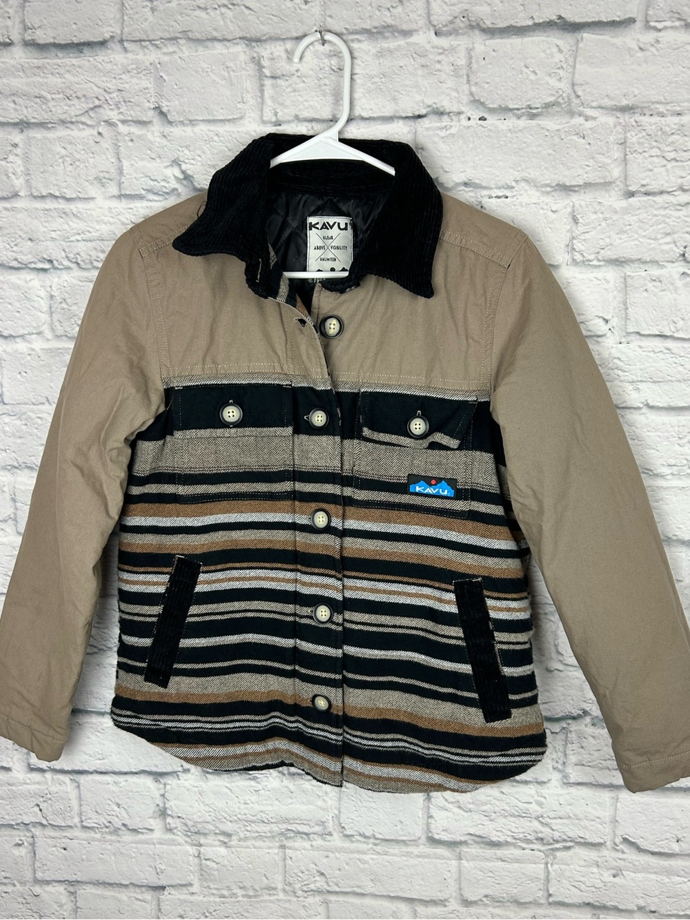 KAVU Zaltana Forager Jacket Women’s XS Striped Flannel Canvas Quilted